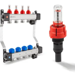 Distribuitor colector metalic 1''x3/4'' cu debitmetre 9 cai UFST