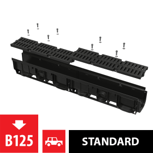 Rigola de exterior 100mm cu ramă plastic și grătar compozit ALCA